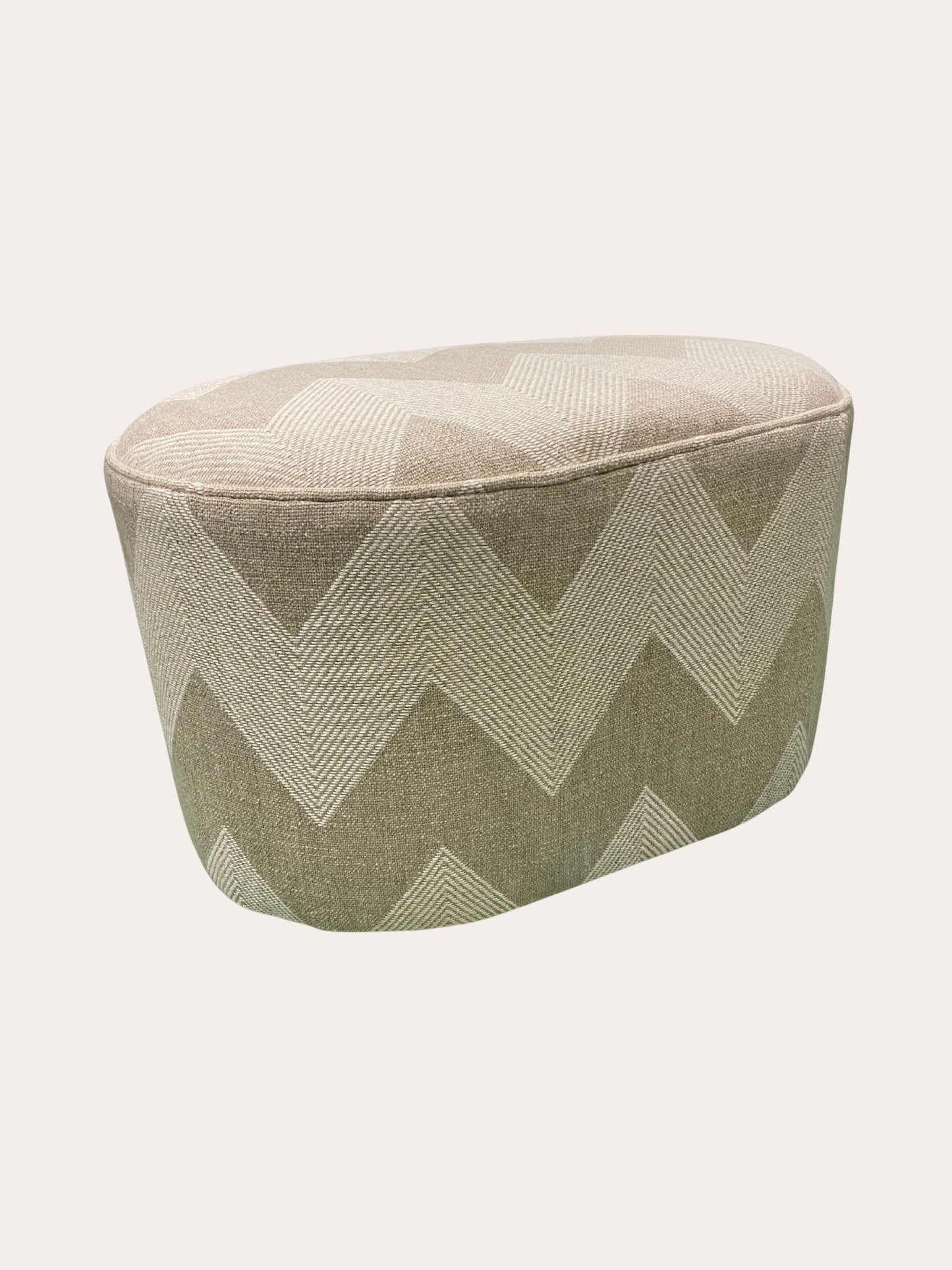 Beige white Ovale Poef