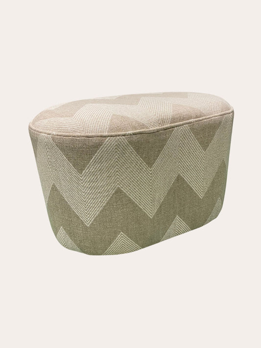 Beige white Ovale Poef